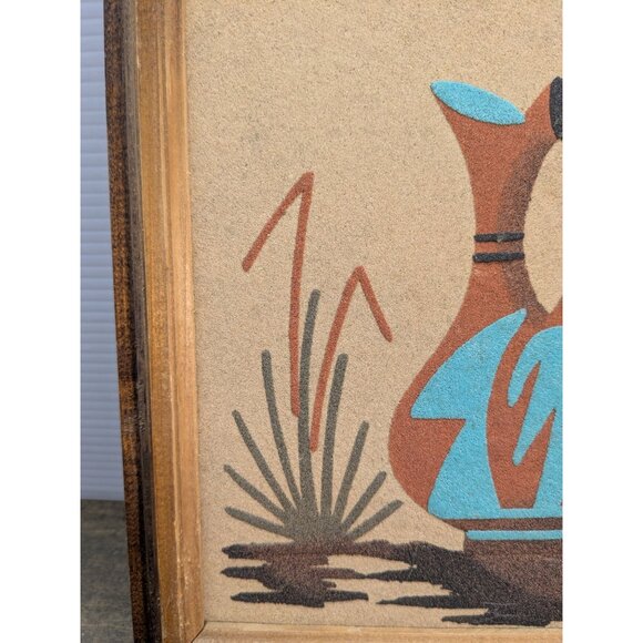 Vtg. M. Goldtooth Framed Navajo Sand Painting Signed  9.5" X9.5" Native American - Picture 5 of 16